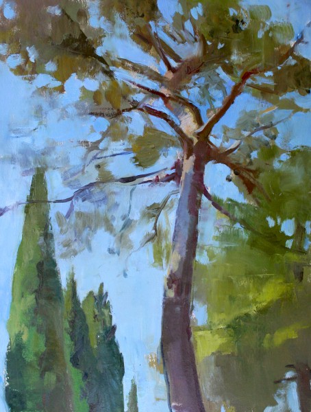 Trees in the Park, oil on paper, 16 x 12 in