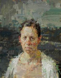 Rachel with White Robe 2011, oil on masonite, 14 x 11 inches image courtesy of Dolby Chadwick and the artist