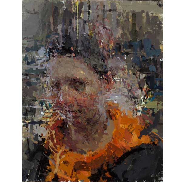 “Portrait with Orange Scarf” 14 x 11” oil on linen wrapped Masonite, 2014 image courtesy of the artist