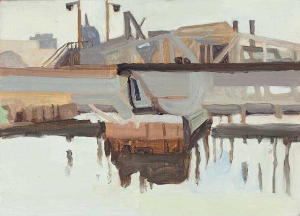 Newtown Creek,                                                                                                                                                                  Oil on Aluminum 5” X 7 inches 2014 