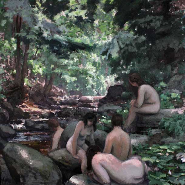 Rock Creek Bathers, 60x60 inches oil on linen 2015