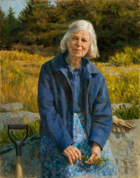 Harriet Pattison in Her Landscape, oil on linen, 38" x 30"
