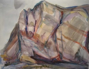 Layered rocks,Arroyo Salado Wash watercolor 22x28