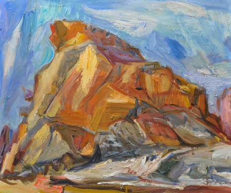 Rooster Rock, Badlands, oil on board 20x24 inches 2015