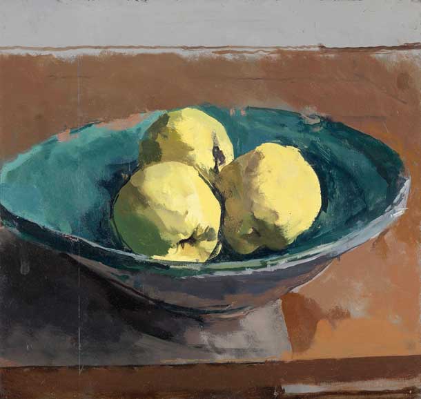 Bowl of Quinces, 2014, 12 x 12 1/2 inches