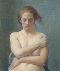 Nude with Eyes Lowered, 16 1/2 x 15 in.