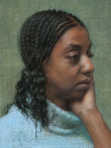 Young Woman with Braided Hair, 6 1/8 x 4 5/8 in