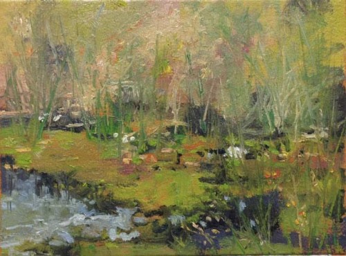 RMC Pond August Blossom oil on canvas 9 x 12 inches 2015