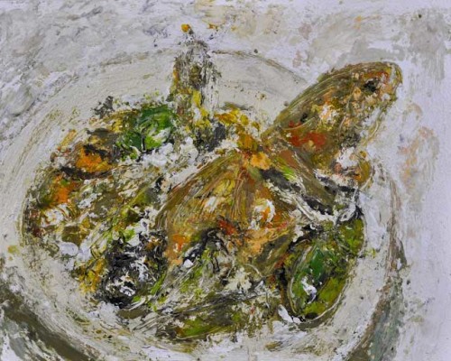 Insects in a Dish, Encaustic on Board, 8 x 10 2013