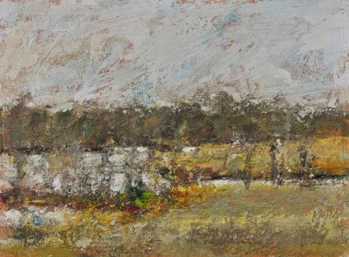 Luck's Farm, view from Ridge, Encaustic 12 x 16 inches 2014