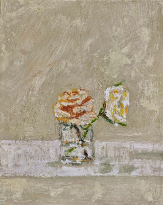 Two Blooms, 10 x 8 inches Encaustic on panel 2013