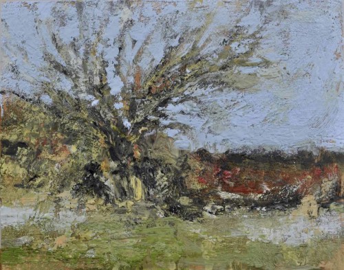 Luck's Farm, Fruit Tree and Blackberries, Encaustic 8 x 10 inches 2016
