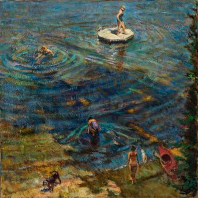 Lake Swimmers, 24 X 24 inches, oil on linen