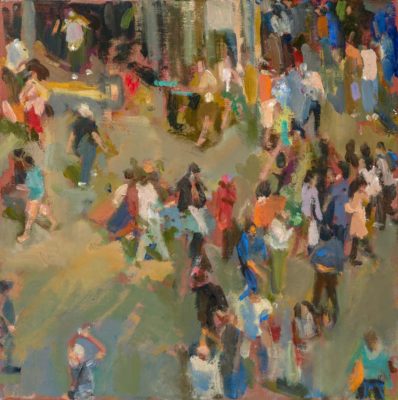 Lunch Crowd, 14 X 14 inches, oil on linen