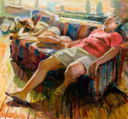 Sleeping on the Couch, 28 x 32 inches, oil on linen